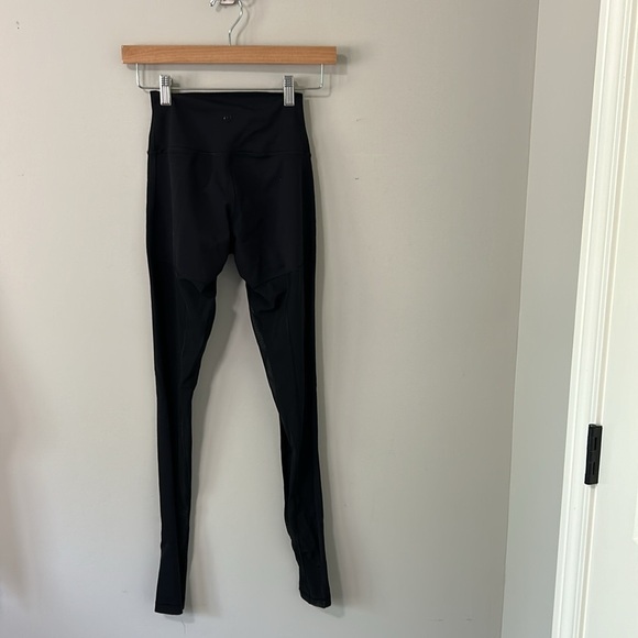 lululemon Align Super High Rise Pant Mesh Legs Black Stretch Back Black Logo - Picture 5 of 10